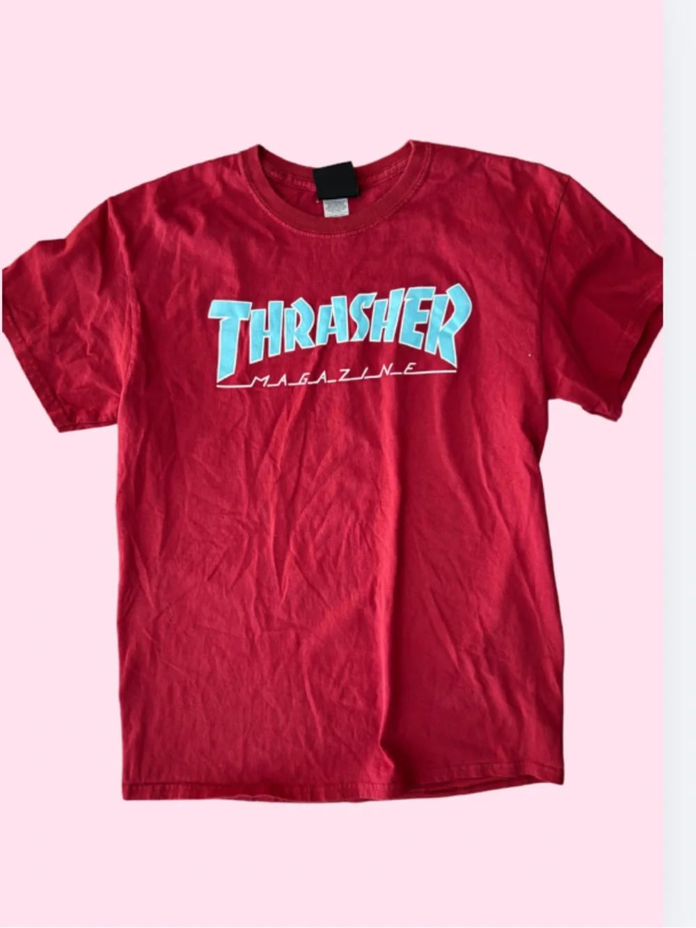 Thrasher size m Red Tee with Aqua Logo